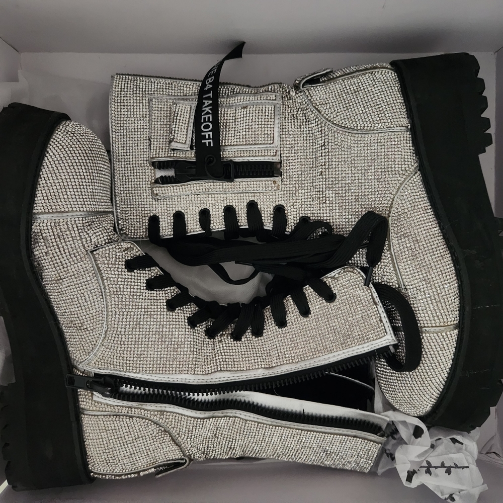 Dollskill rhinestone combat boots size 9